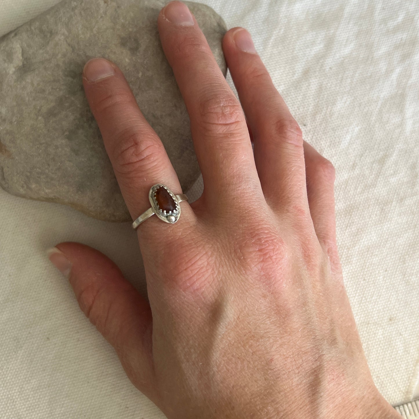 Italian Beach Glass Ring (Amber, size 7)