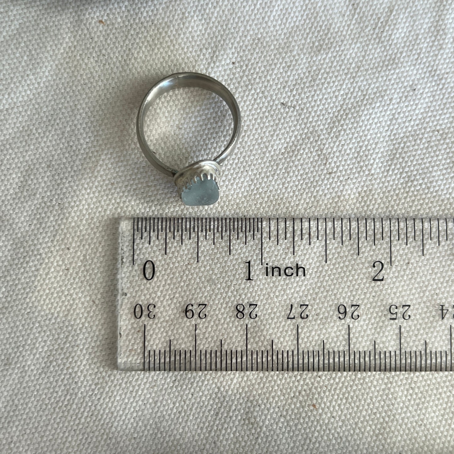 Italian Beach Glass Silverware Ring (Soft White, size 6.5)