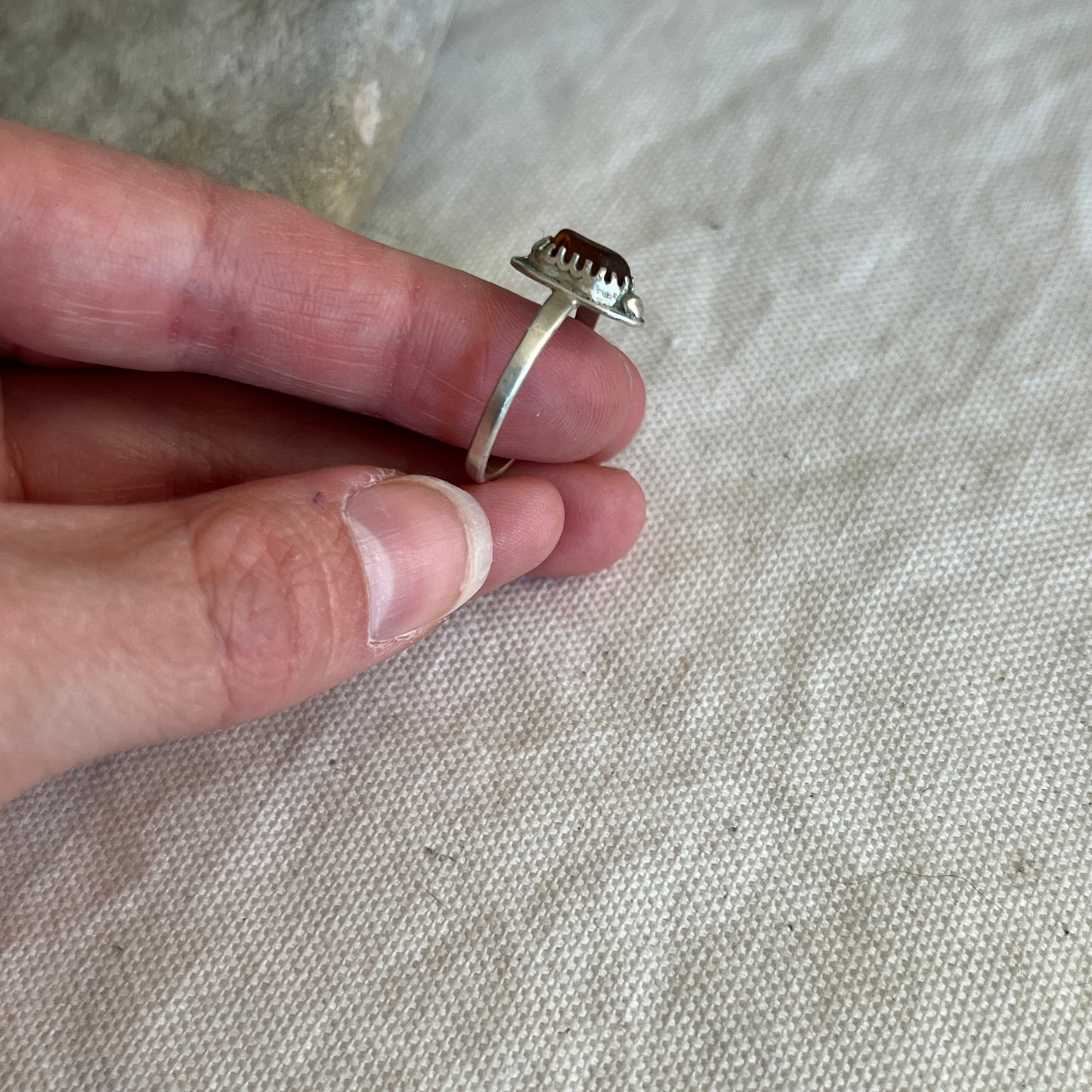 Italian Beach Glass Ring (Amber, size 7)