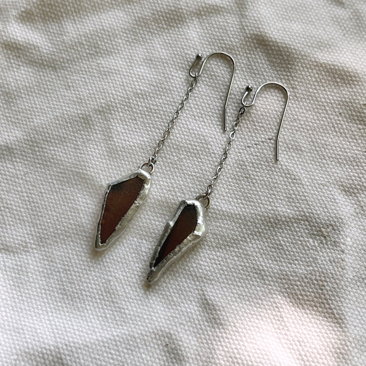 Chicago Beach Glass Earrings (Brown Drops)