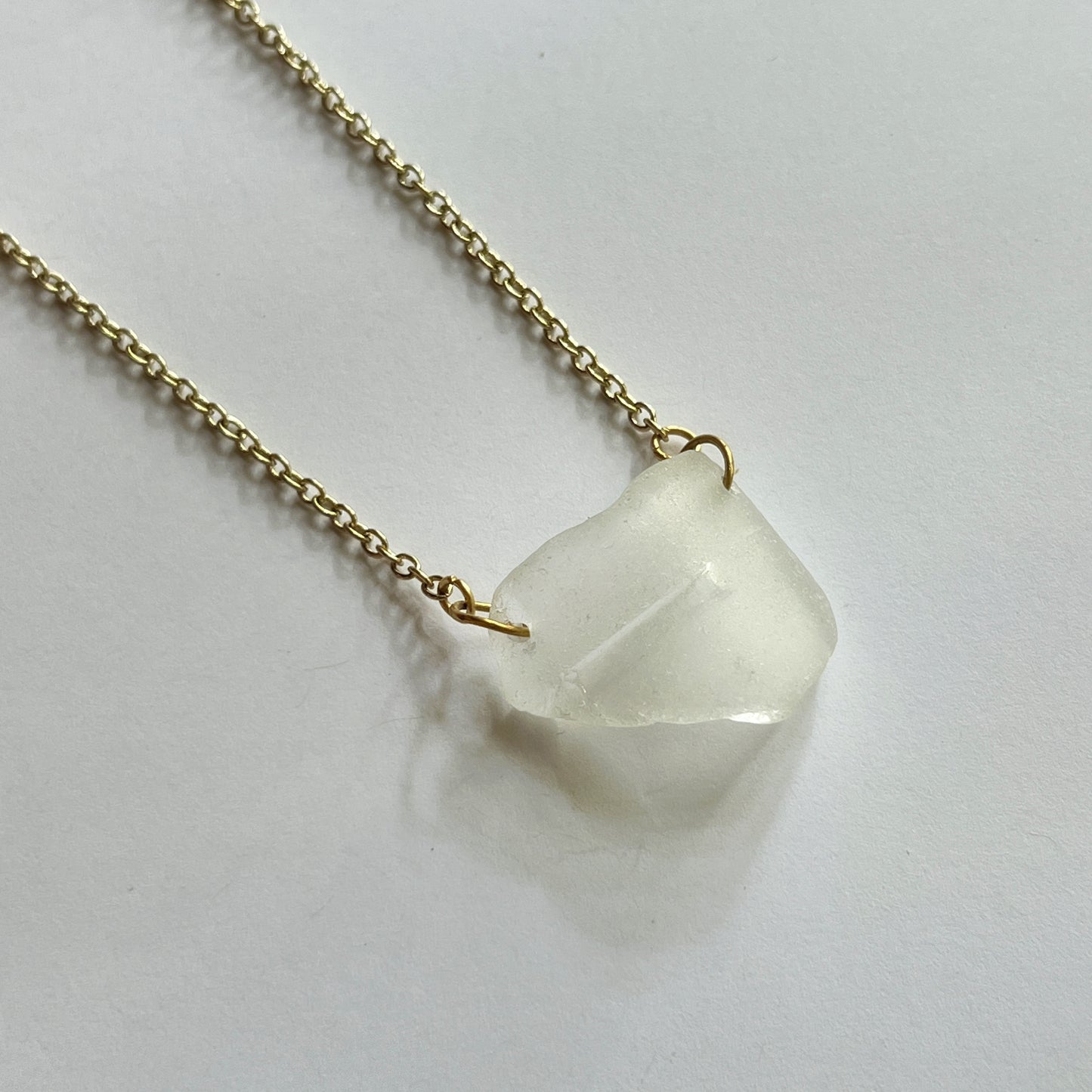 Soft White Chicago Beach Glass Necklace