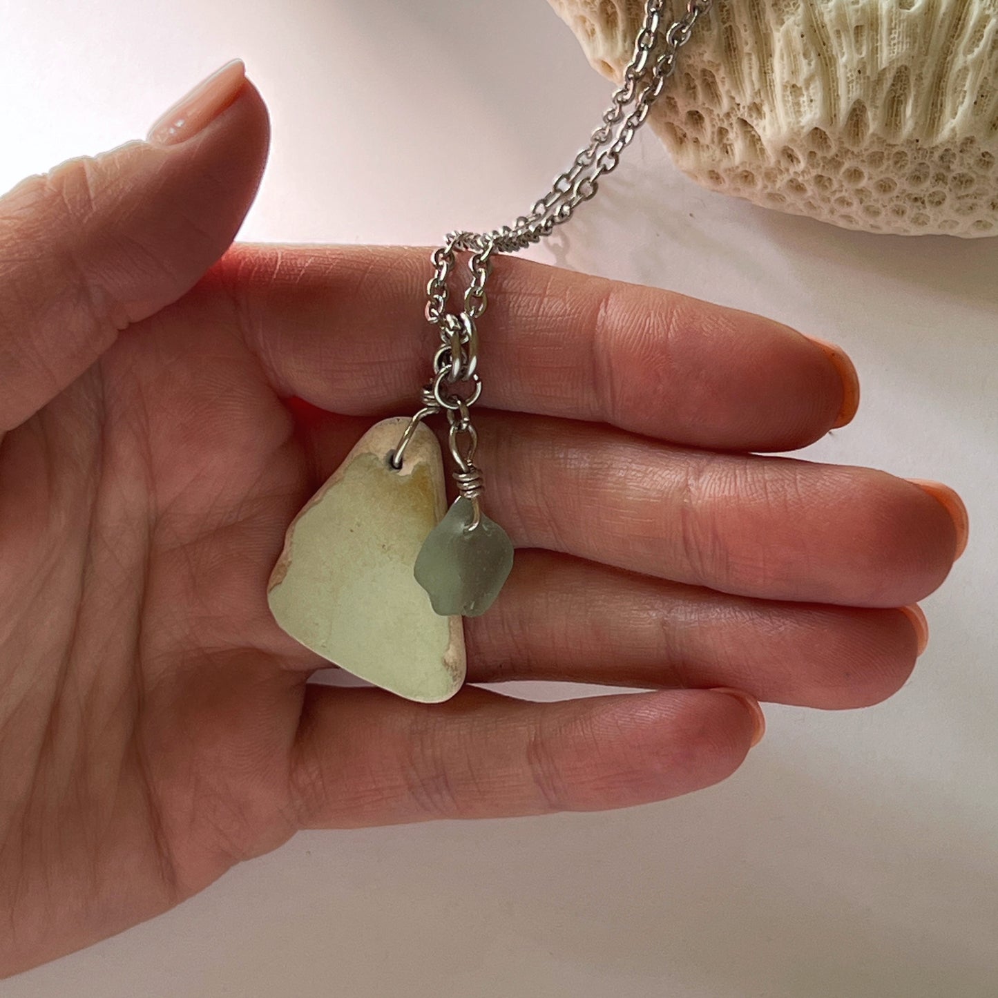 Large Mermaid Sea Pottery Charm Necklace (Portugal)