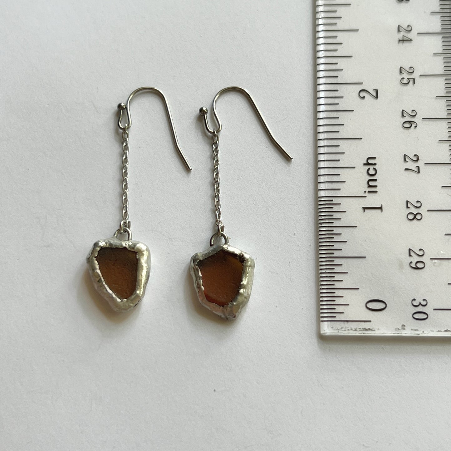 Chicago Beach Glass Earring (Brown Drops)