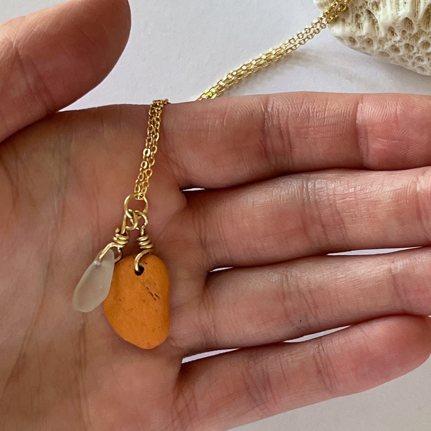 Mermaid Terracotta and Sea Glass Necklace (Portugal)