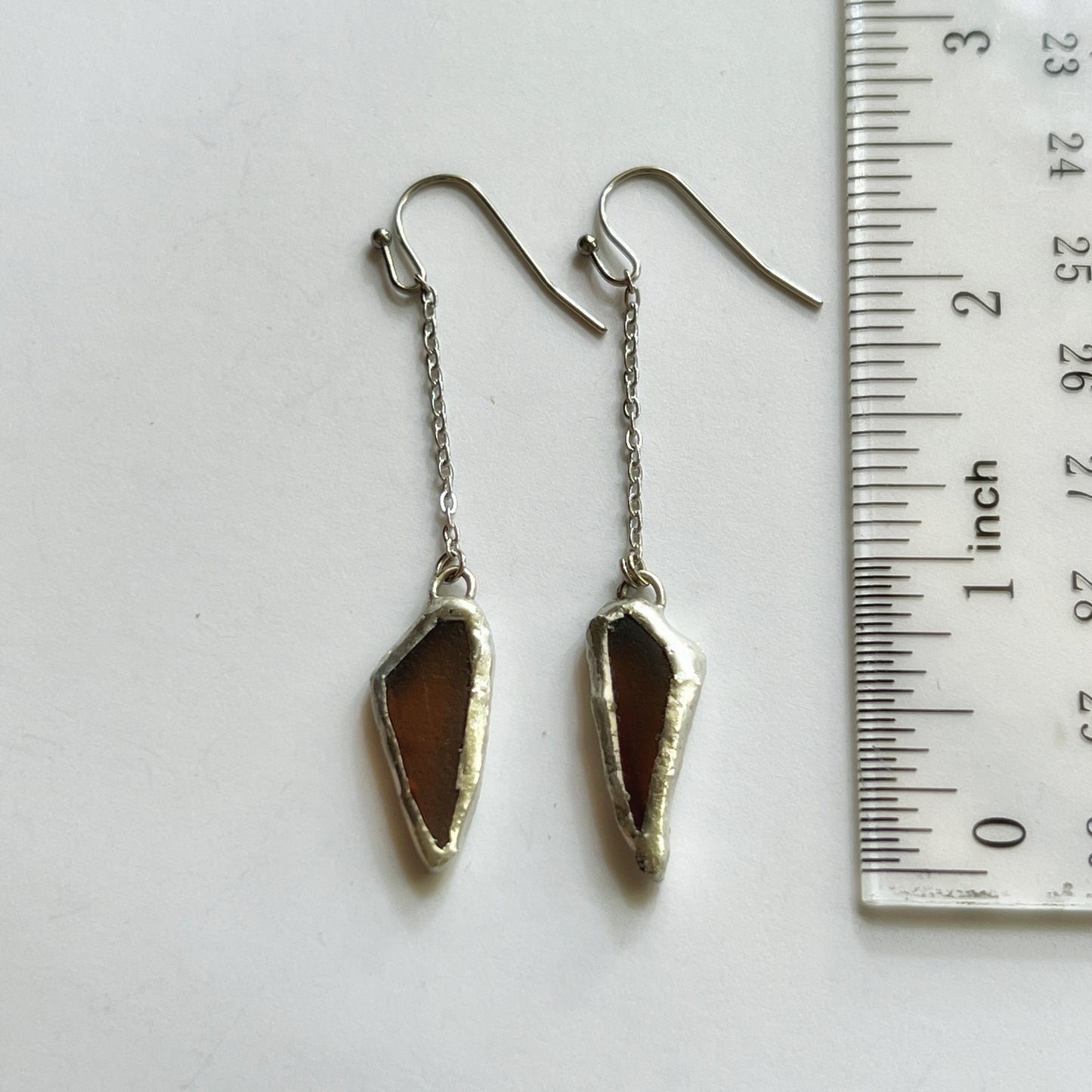 Chicago Beach Glass Earrings (Brown Drops)