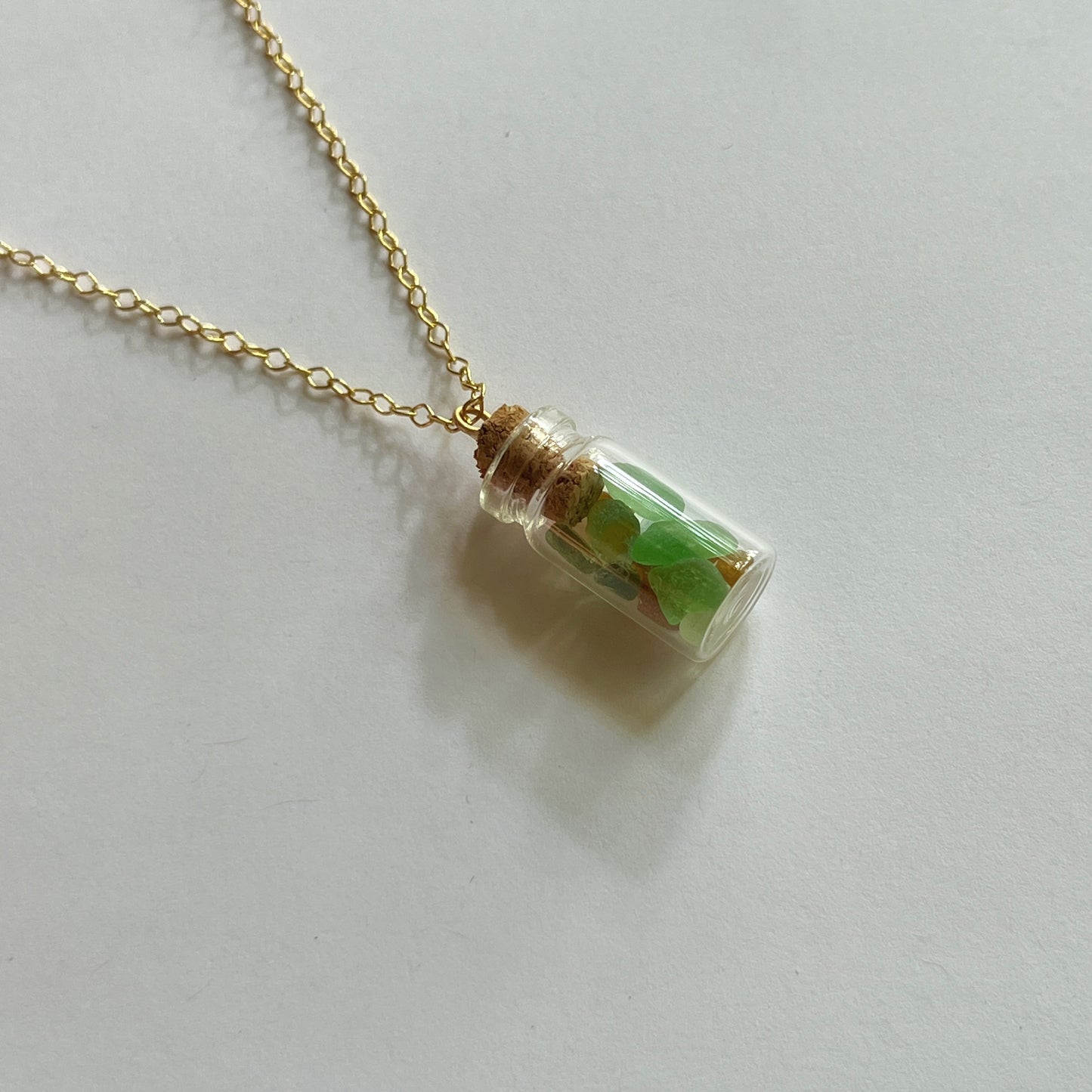 Italian Beach Glass in a Bottle Necklace