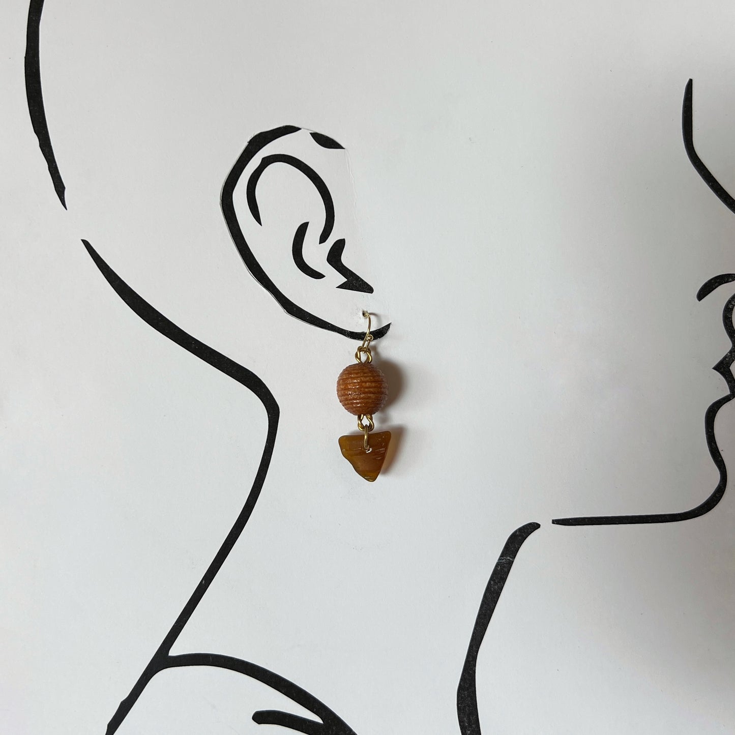 Beaded Chicago Beach Glass Earrings (Brown)