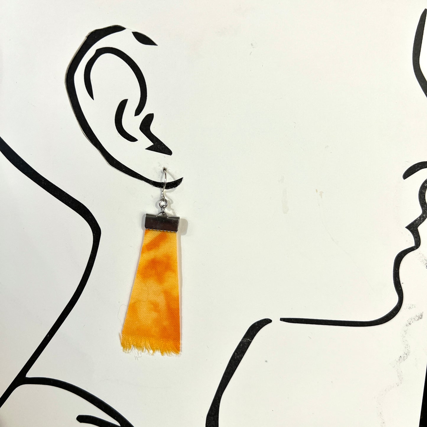 Orange Shibori Earrings (Long Trapezoid)