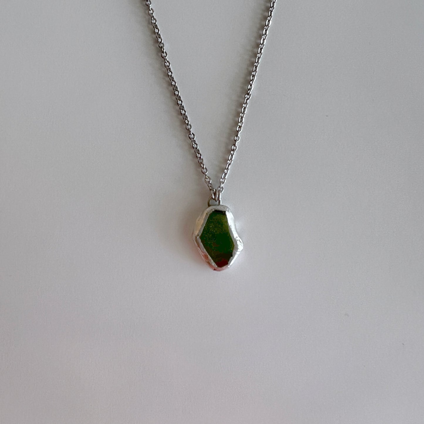 Green Italian Beach Glass Necklace