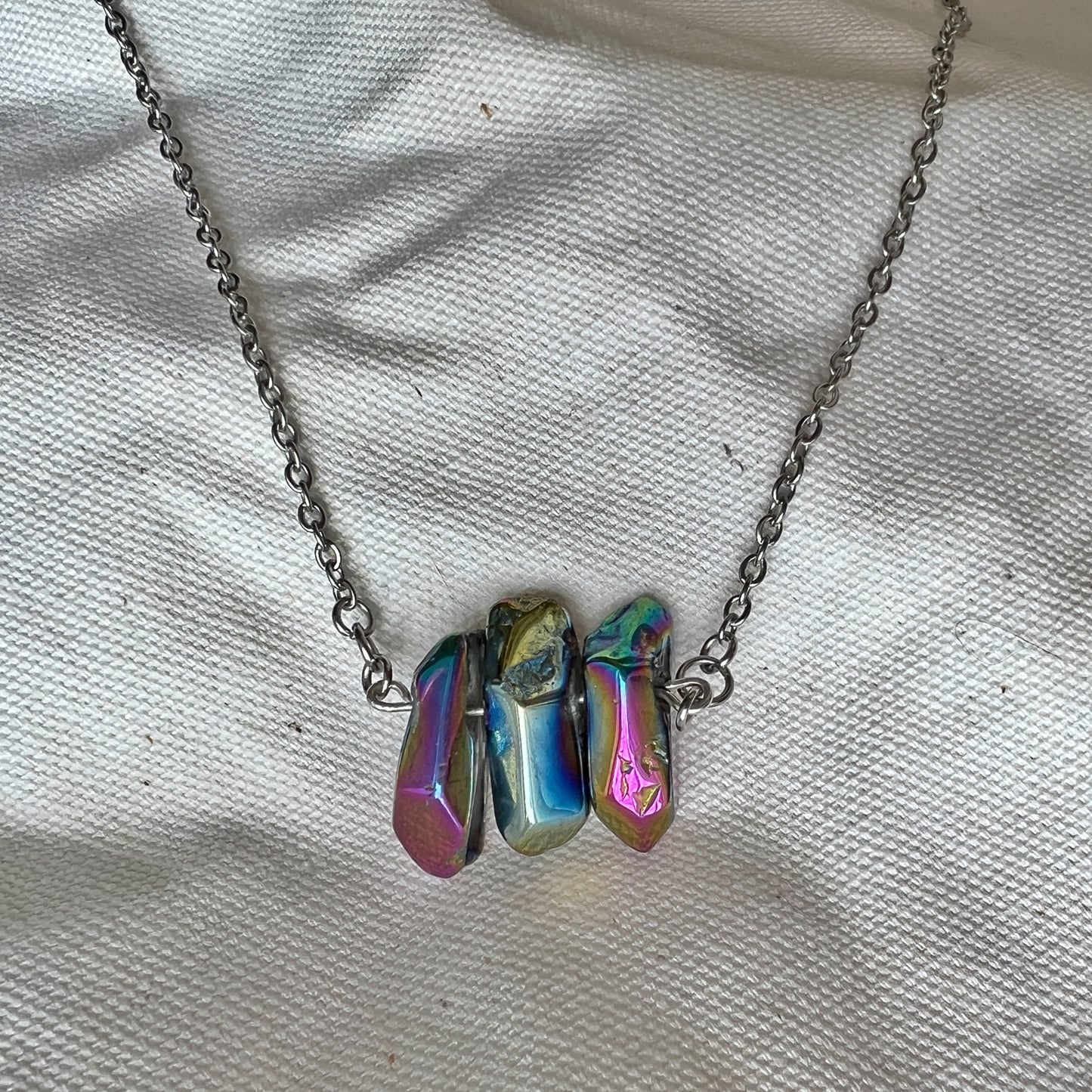 Rainbow Titanium Quartz Necklace (Triple)