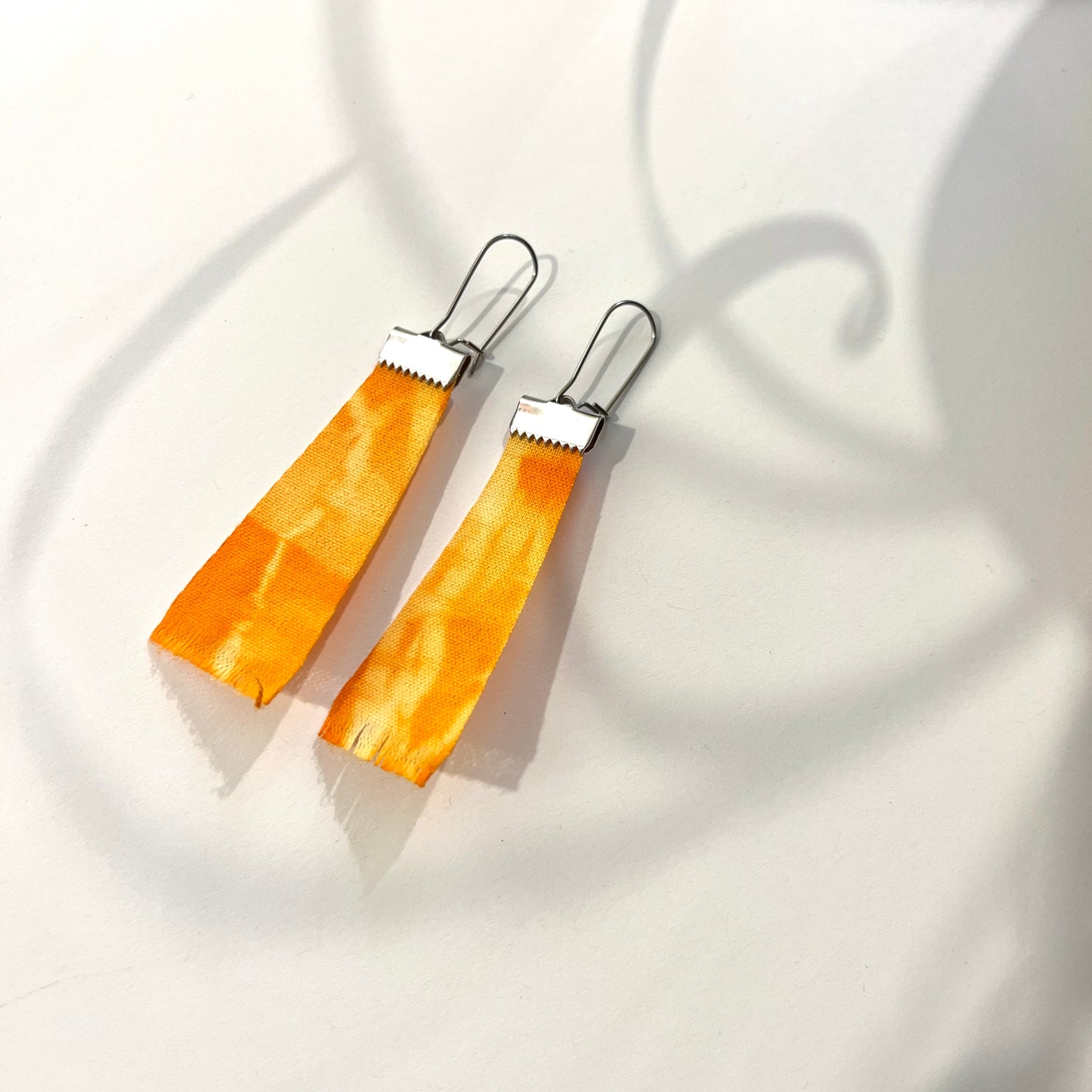 Orange Shibori Earrings (Long Trapezoid)