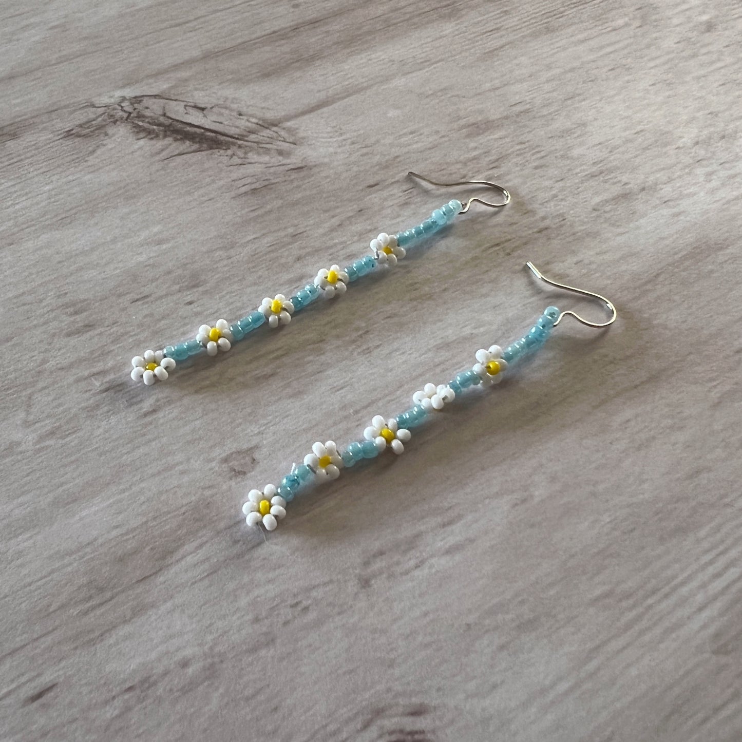 Baby Blue Daisy Chain Earrings