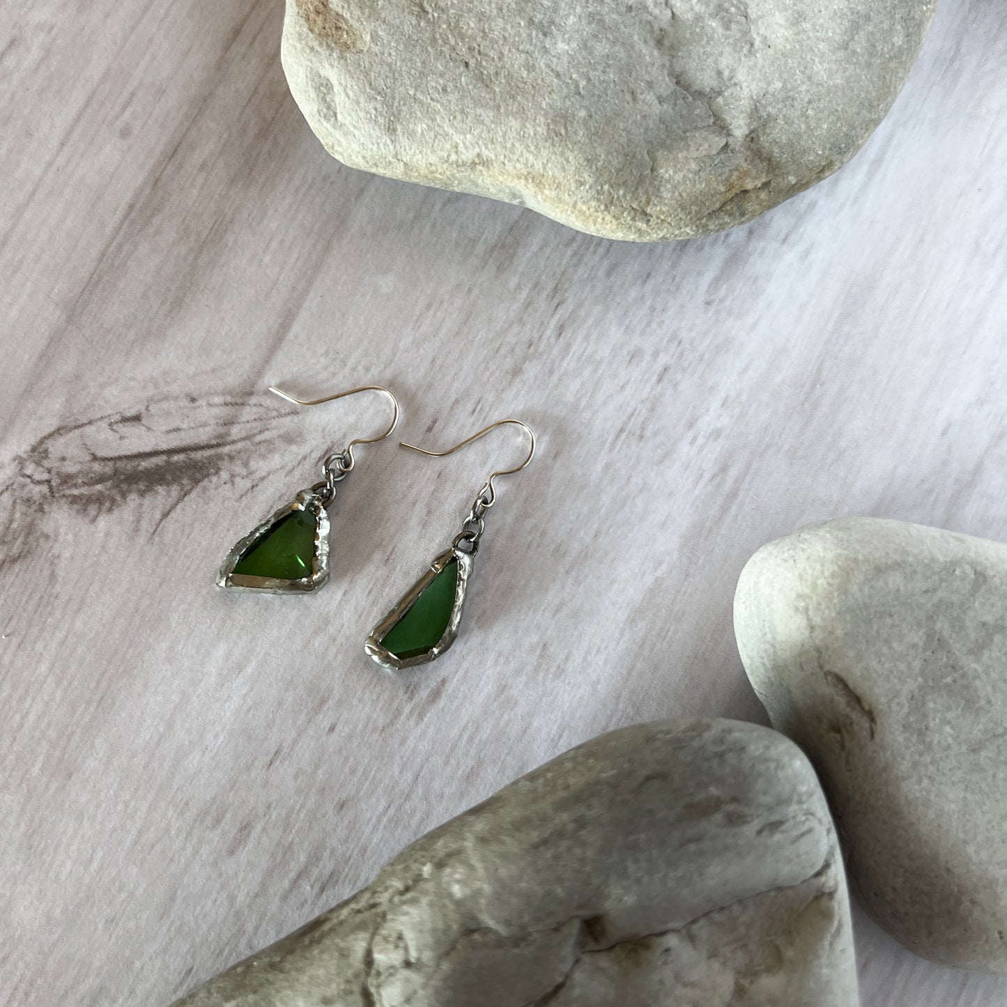 Chicago Beach Glass Earrings (Green)